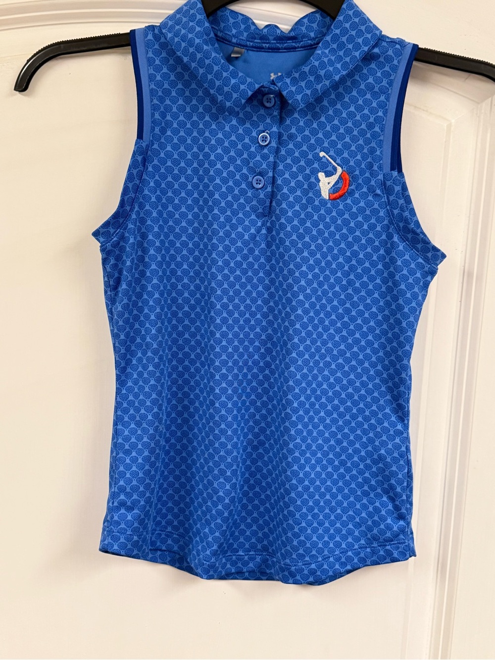 Under Armour Kids Youth Small Sleeveless Golf Polo Blue Printed